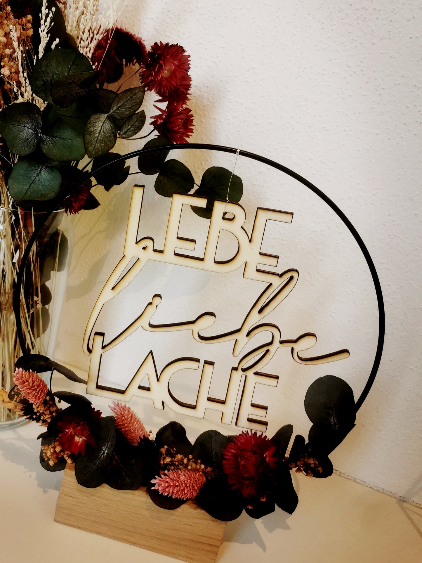 Holzspruch - Lebe Liebe Lache