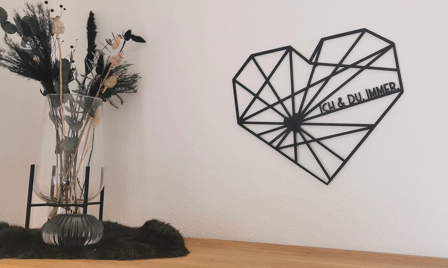 Wandbild - Herz Origami - Ich & Du. Immer