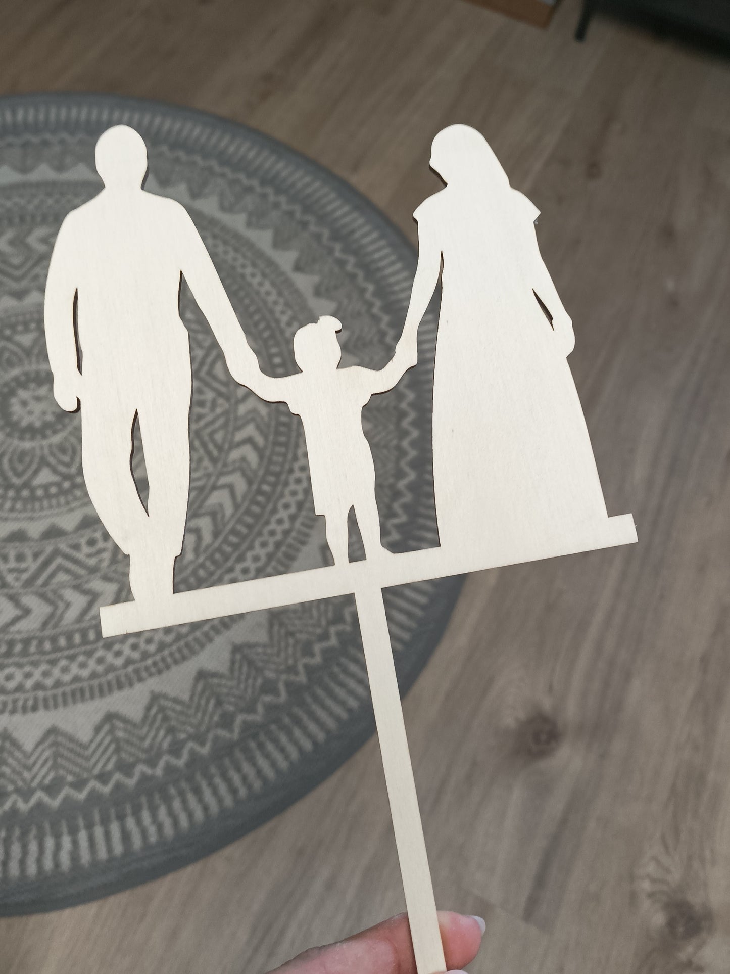 Caketopper Hochzeit - Brautpaar mit Kind - Silhouette