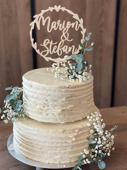 Caketopper Hochzeit - Herzkranz mit Namen