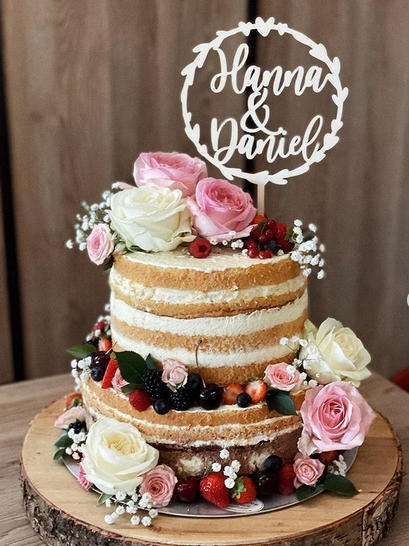 Caketopper Hochzeit - Herzkranz mit Namen