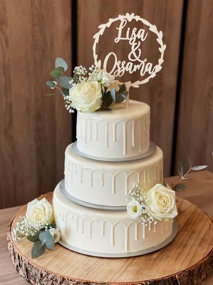 Caketopper Hochzeit - Herzkranz mit Namen