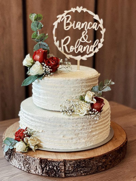 Caketopper Hochzeit - Herzkranz mit Namen