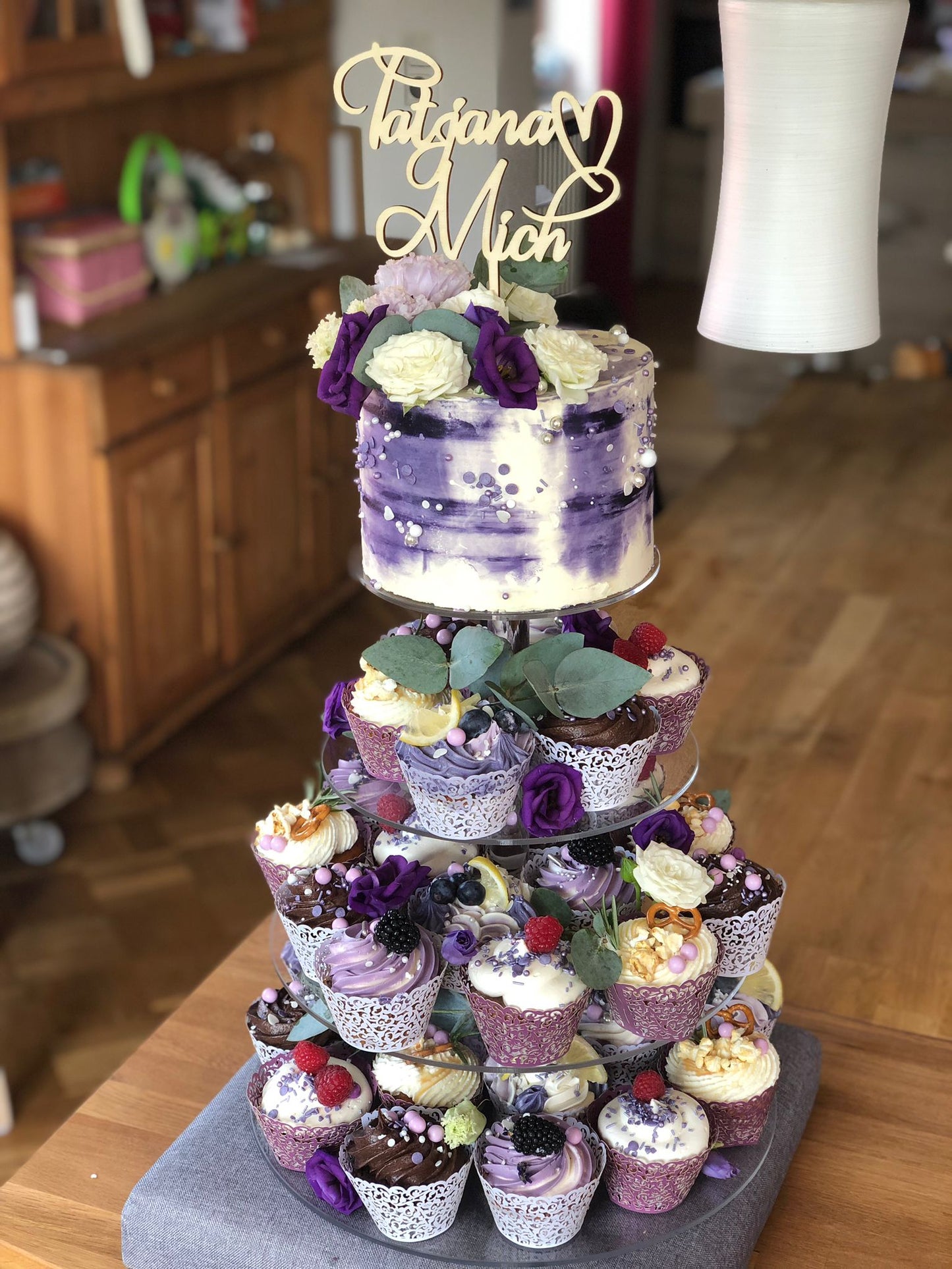 Caketopper Hochzeit - Namen mit Herz