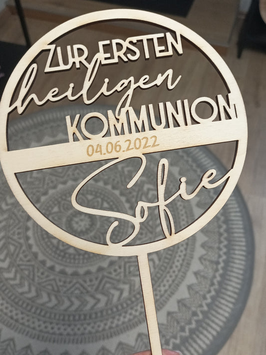 Caketopper Kommunion - Kreisrahmen - Zur Ersten Heiligen Kommunion