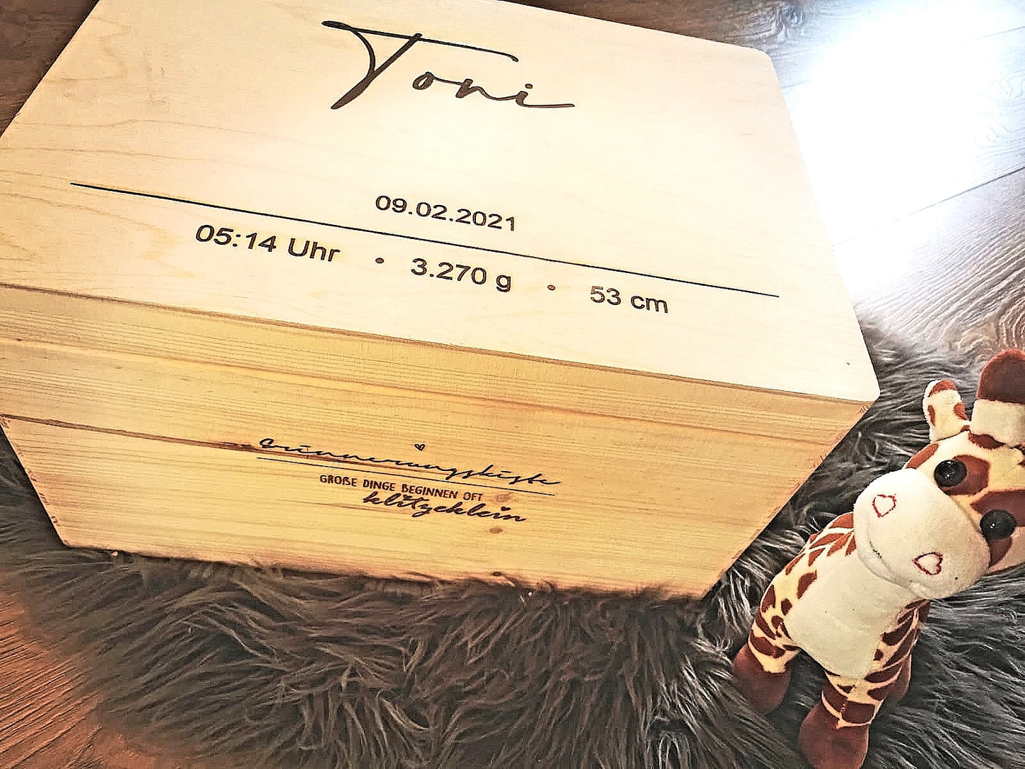 Erinnerungskiste - Name schlicht mit Geburtsdaten