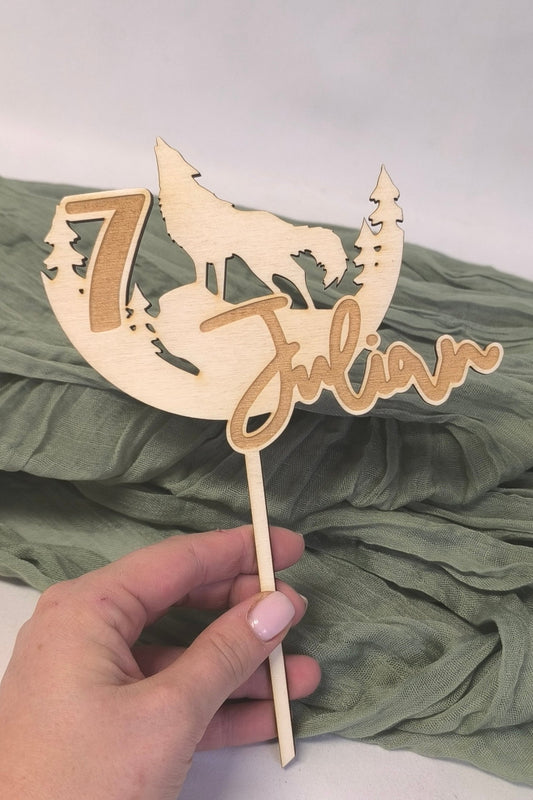Caketopper Geburtstag - Wolf mit Alter & Name