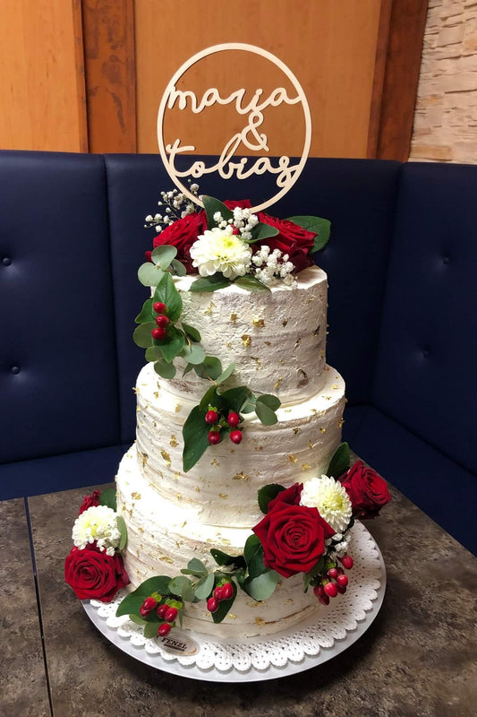 Caketopper Hochzeit - Kreisrahmen mit Namen