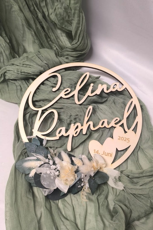 Floralhoop Türkranz - Hochzeit - Namen mit Herzen