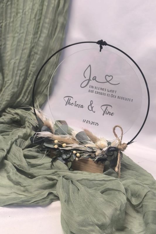 Glasscheibe Hochzeit - Ja, ein kleines Wort, das großes Glück bedeutet