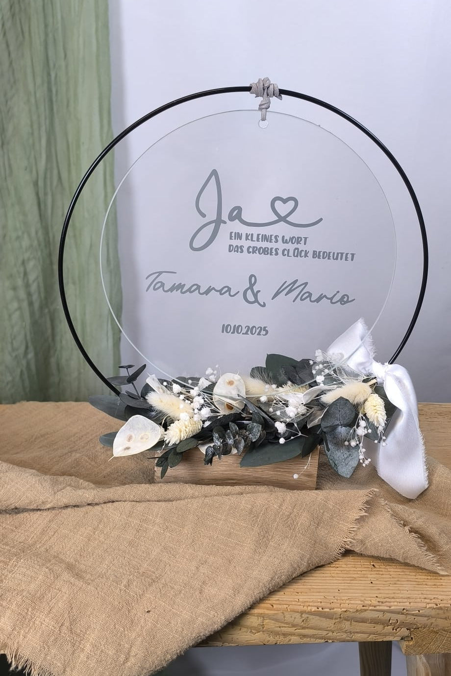 Glasscheibe Hochzeit - Ja, ein kleines Wort, das großes Glück bedeutet