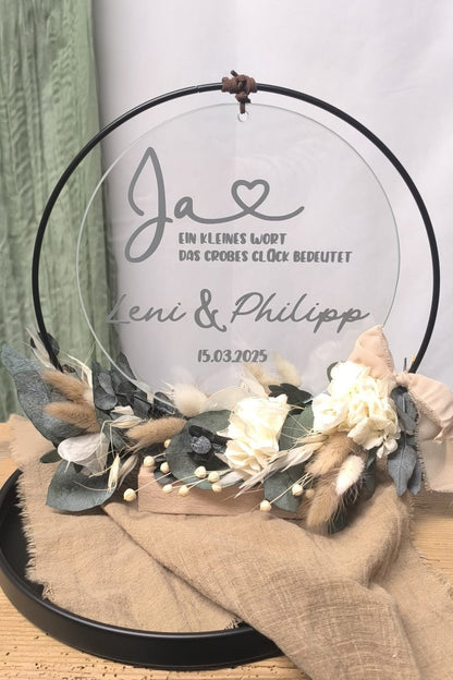Glasscheibe Hochzeit - Ja, ein kleines Wort, das großes Glück bedeutet