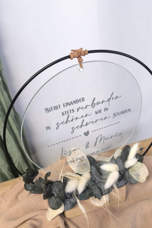Glasscheibe Hochzeit - Bleibt einander stets verbunden