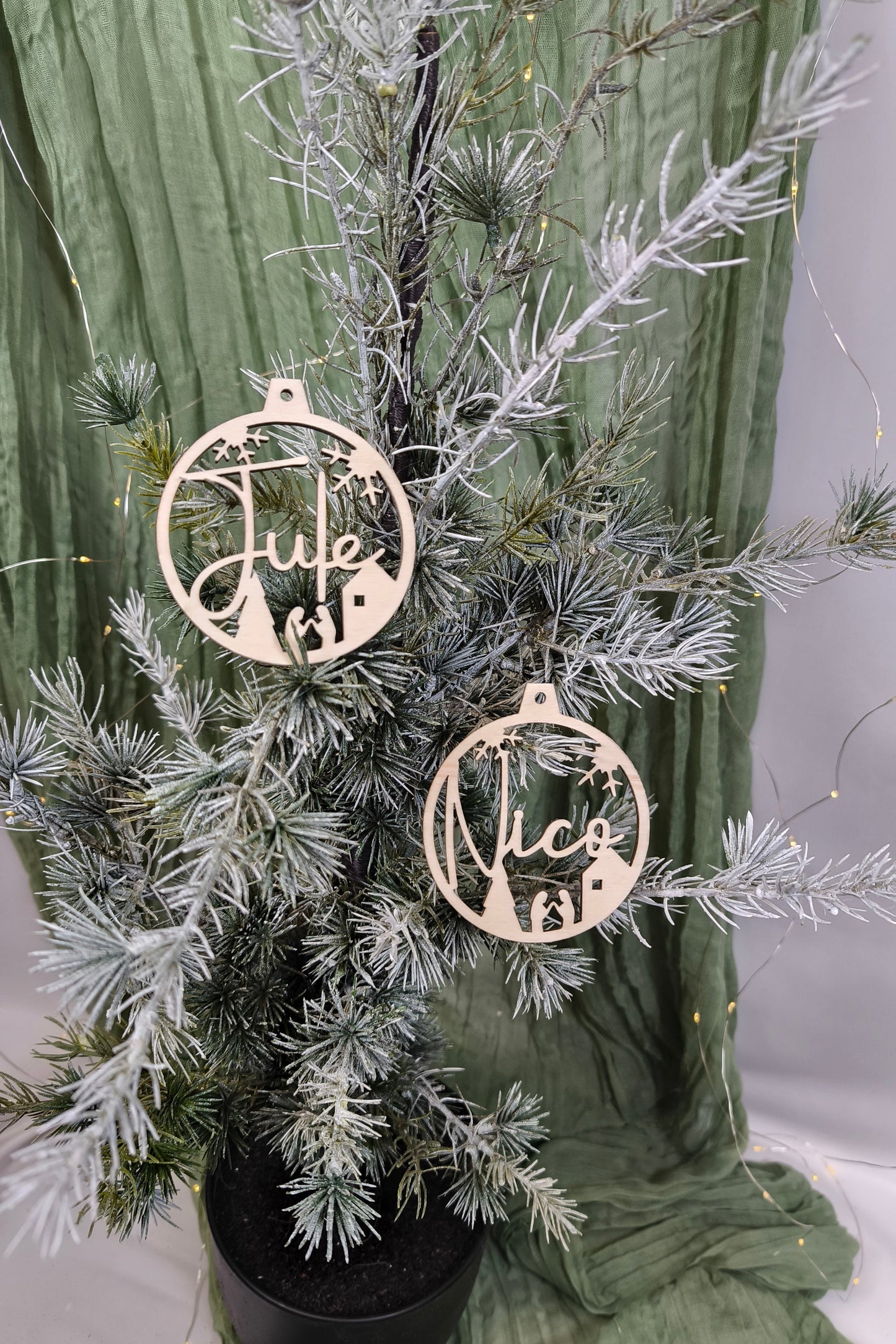 Anhänger Weihnachten | Christbaum - Krippe mit Name