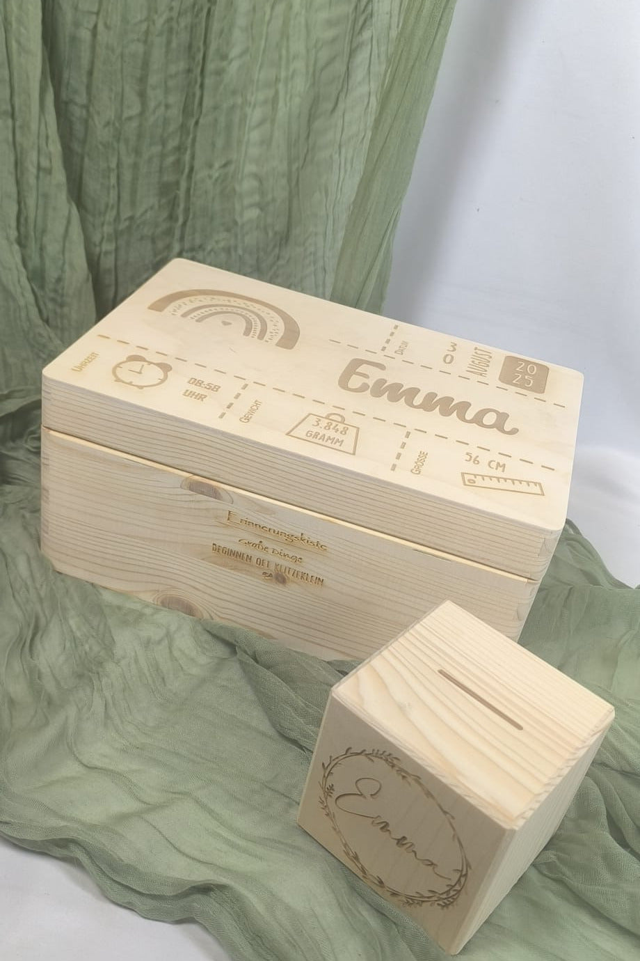 Erinnerungskiste - Regenbogen klein mit Geburtsdaten