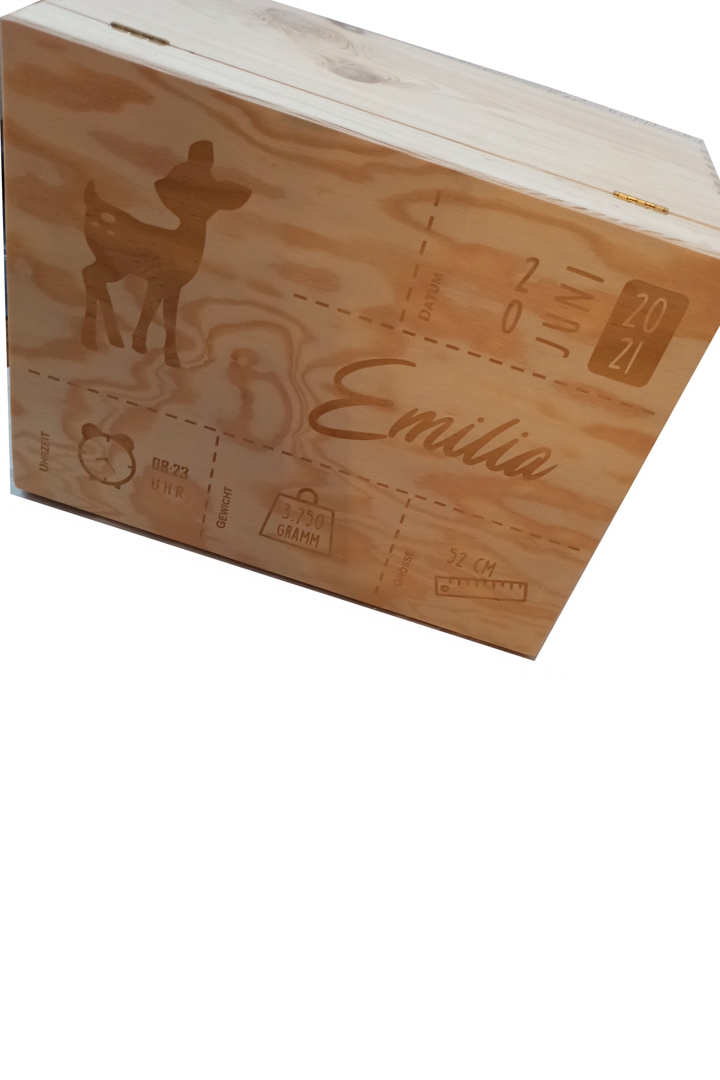 Erinnerungskiste - Rehlein mit Geburtsdaten