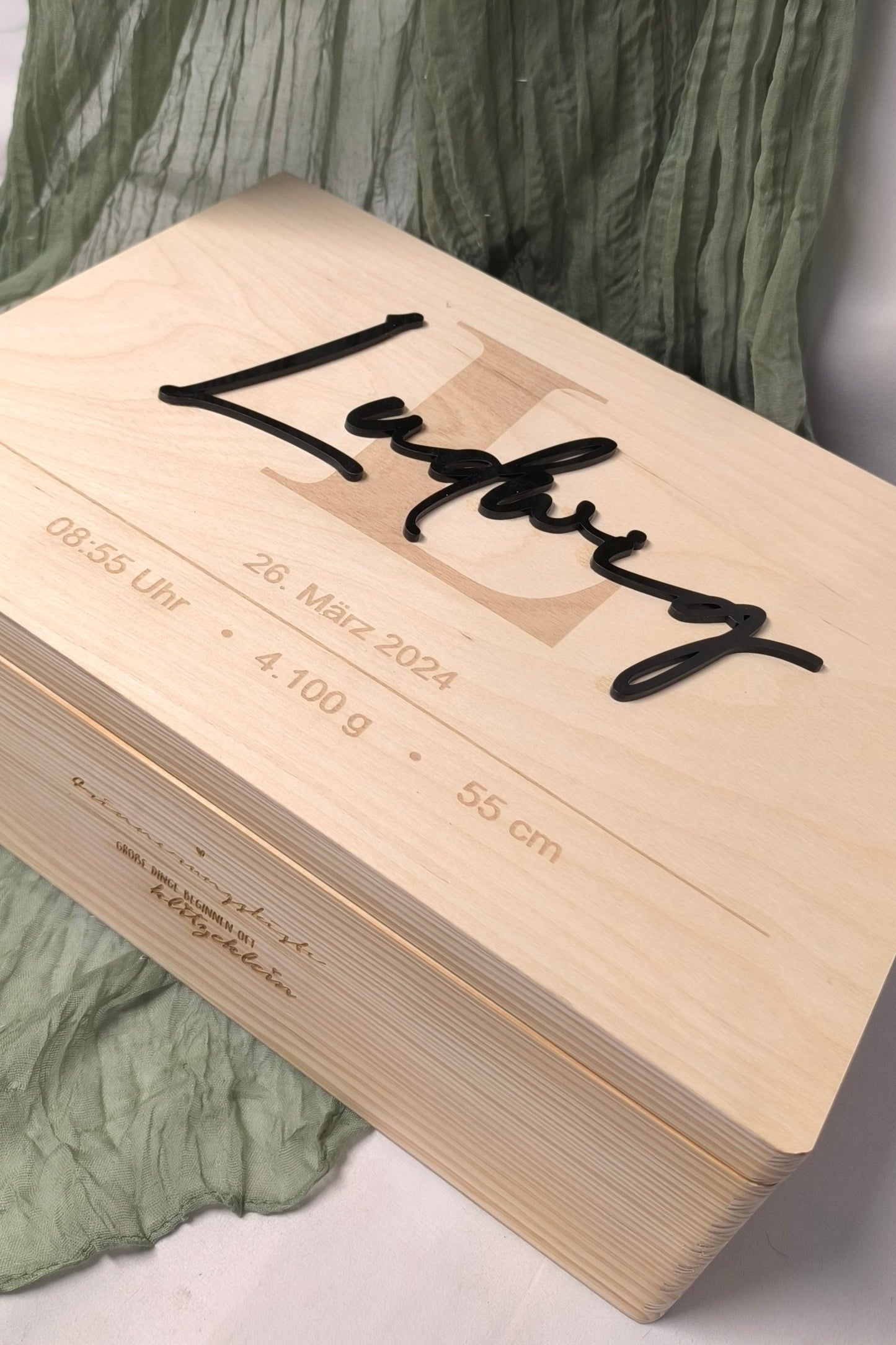 Erinnerungskiste - Name 3D mit Geburtsdaten