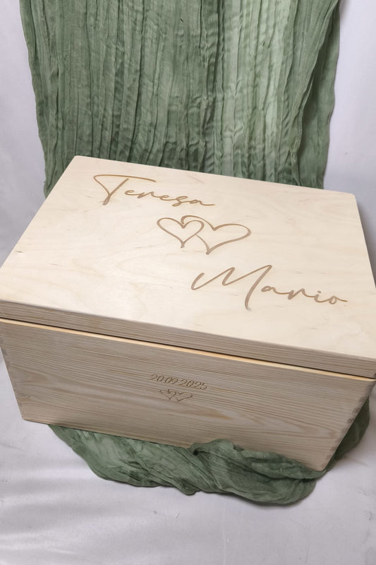 Erinnerungskiste - Hochzeit - Namen mit Herz schlicht  - Datum