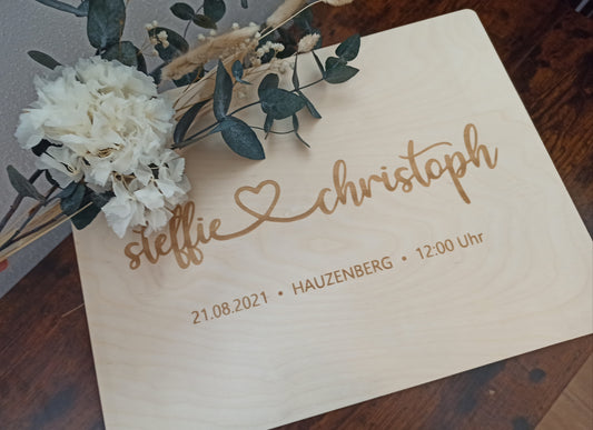 Erinnerungskiste - Hochzeit - Namen mit Herz