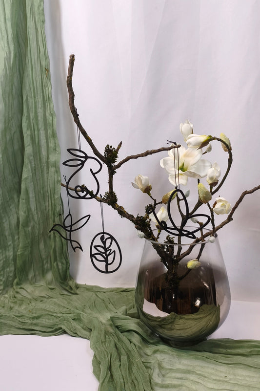 Osteranhänger Set 1 Frühling NATUR oder Schwarz