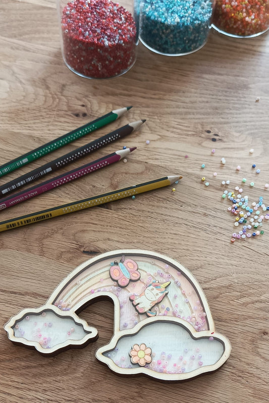 Schüttelbild Bastelset - Regenbogen | Einhorn