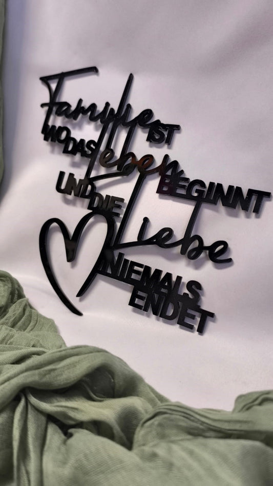 Holzspruch - Familie ist wo das Leben beginnt