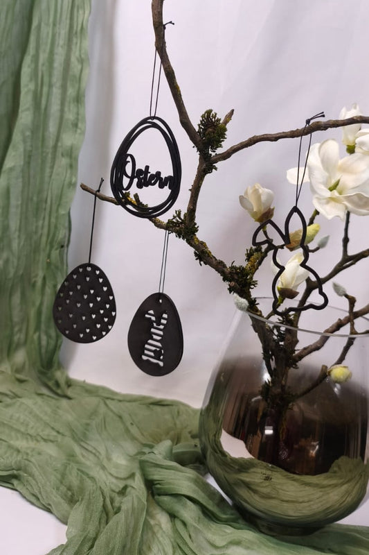 Osteranhänger Set 3 Hase NATUR oder Schwarz