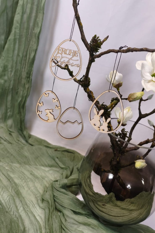 Osteranhänger Set 4 Hase verspielt NATUR oder Schwarz