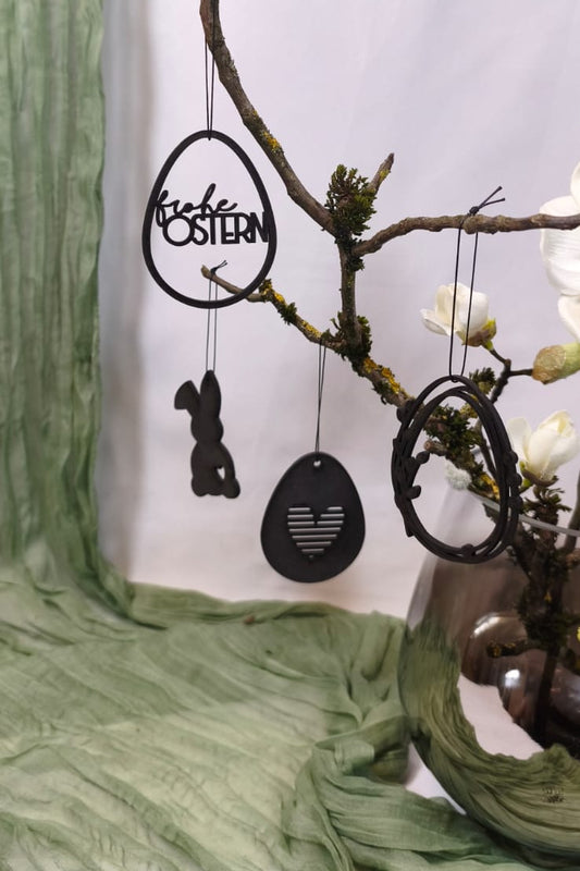 Osteranhänger Set 5 Palmkätzchen NATUR oder Schwarz