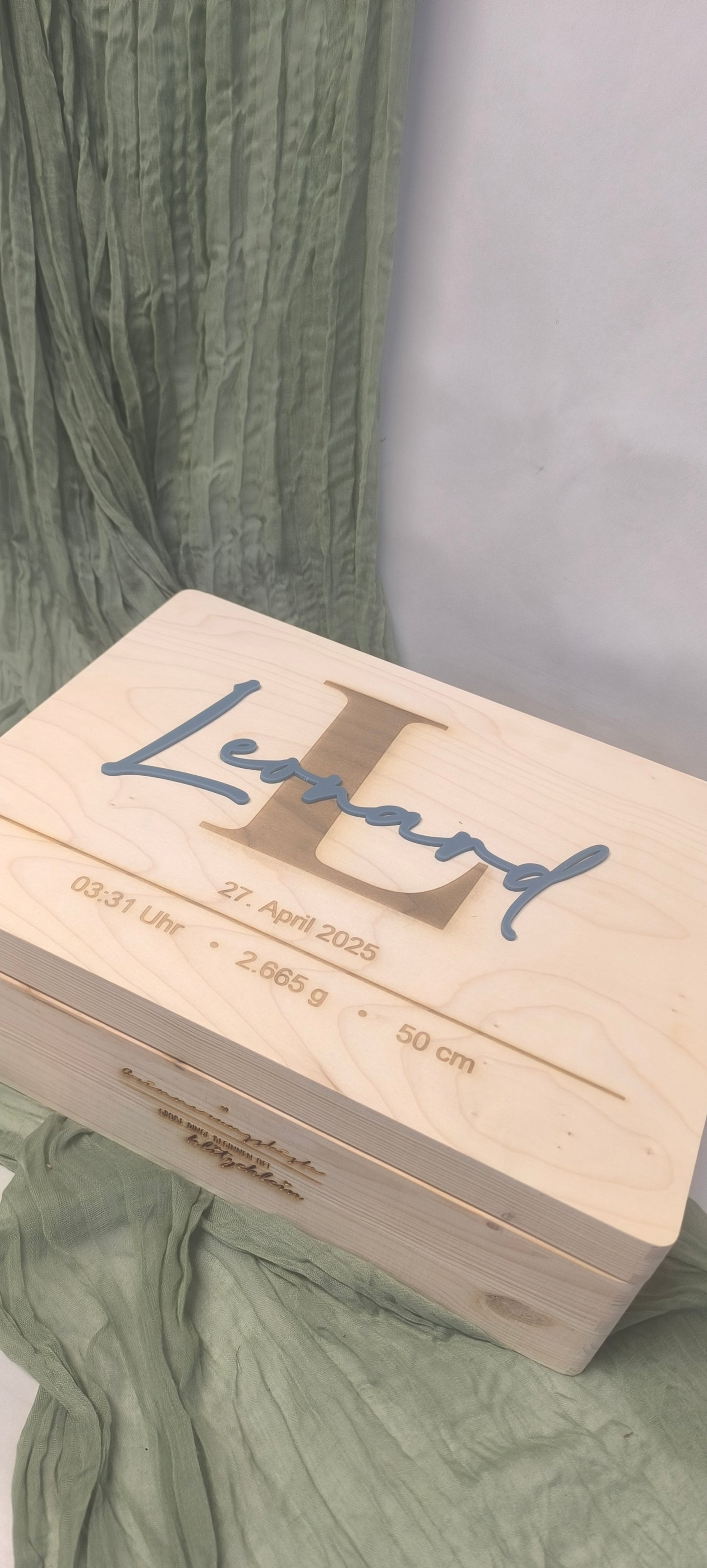 Erinnerungskiste - Name 3D mit Geburtsdaten