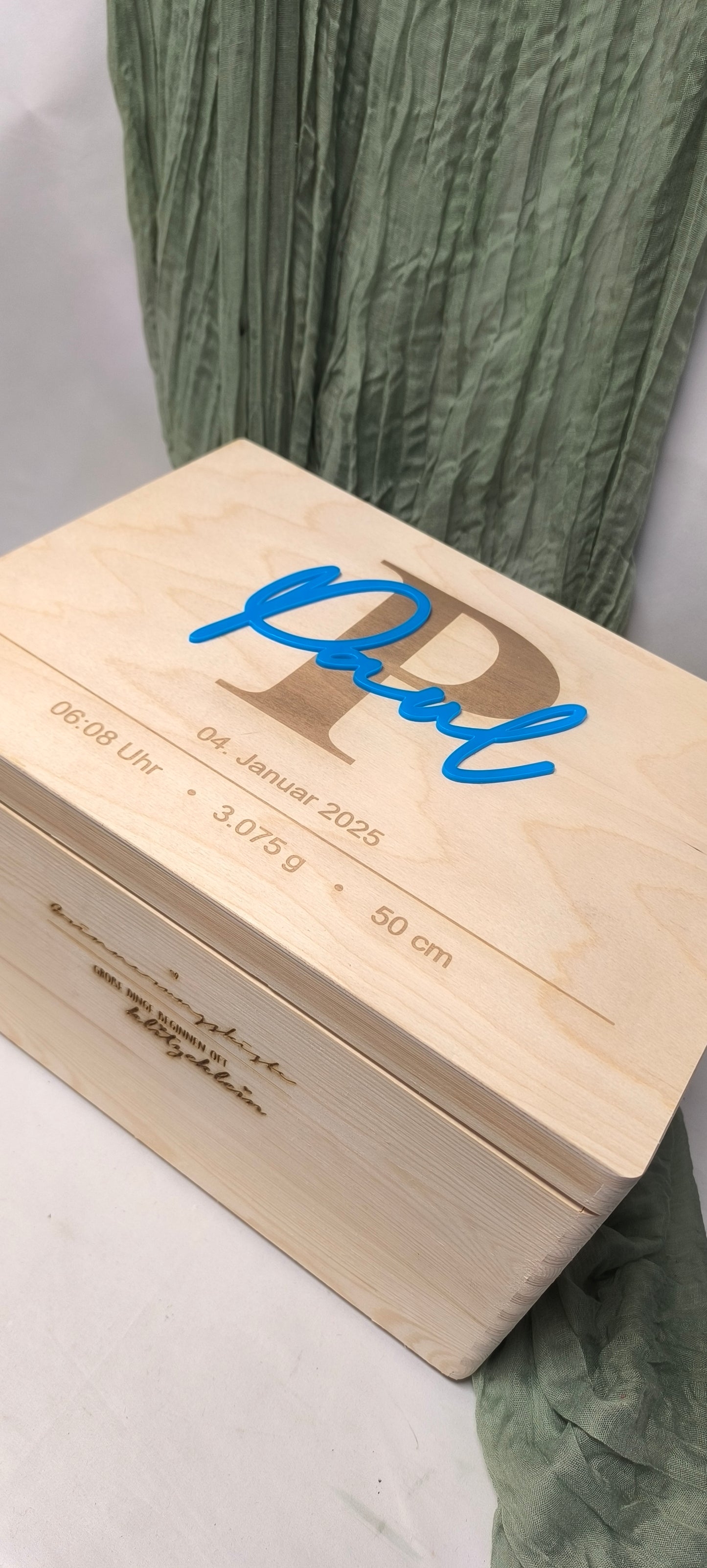 Erinnerungskiste - Name 3D mit Geburtsdaten