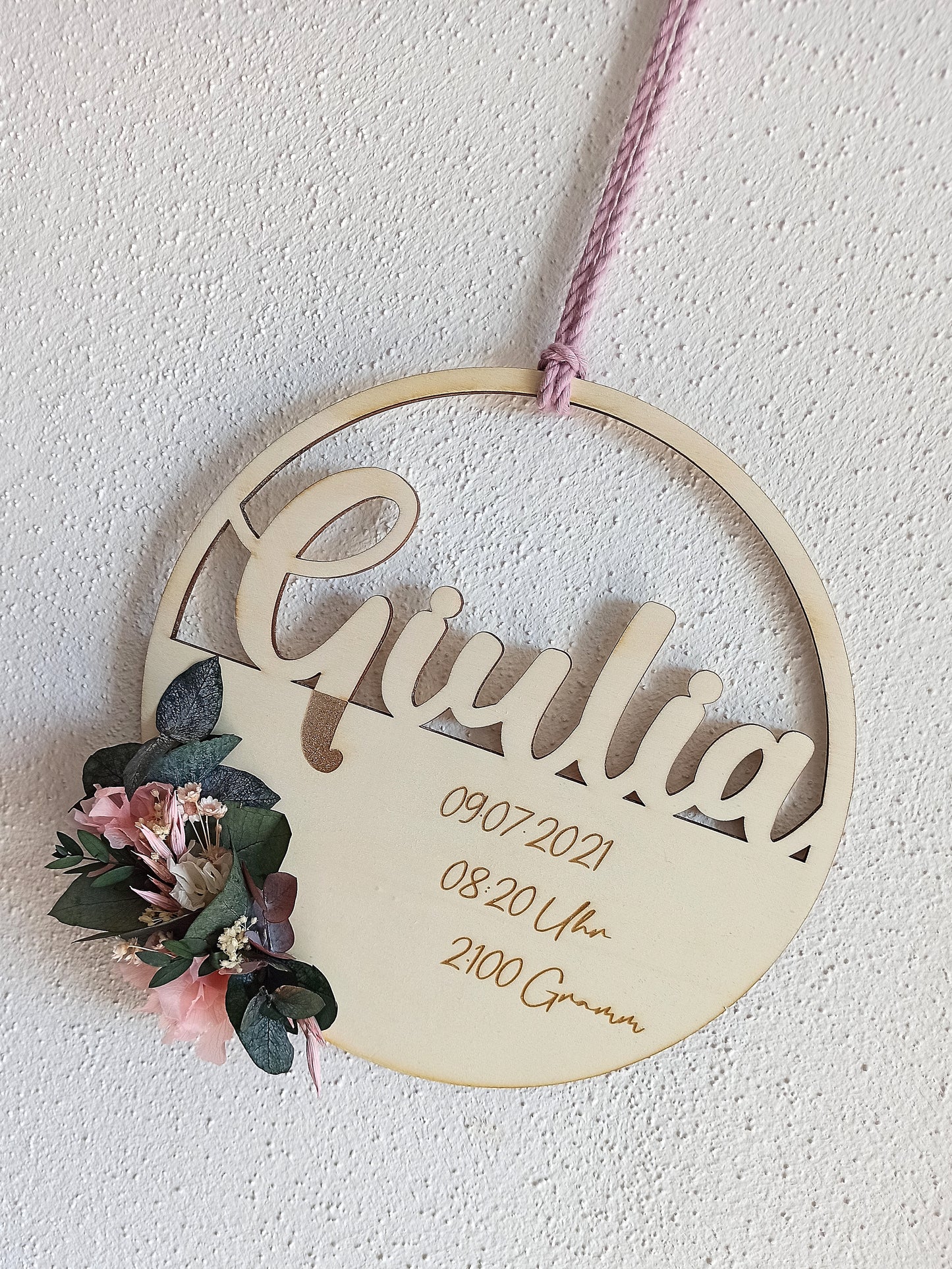 Floralhoop Türkranz - Geburt - Name mit Geburtsdaten