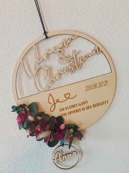 Floralhoop Türkranz - Hochzeit - Namen Ja