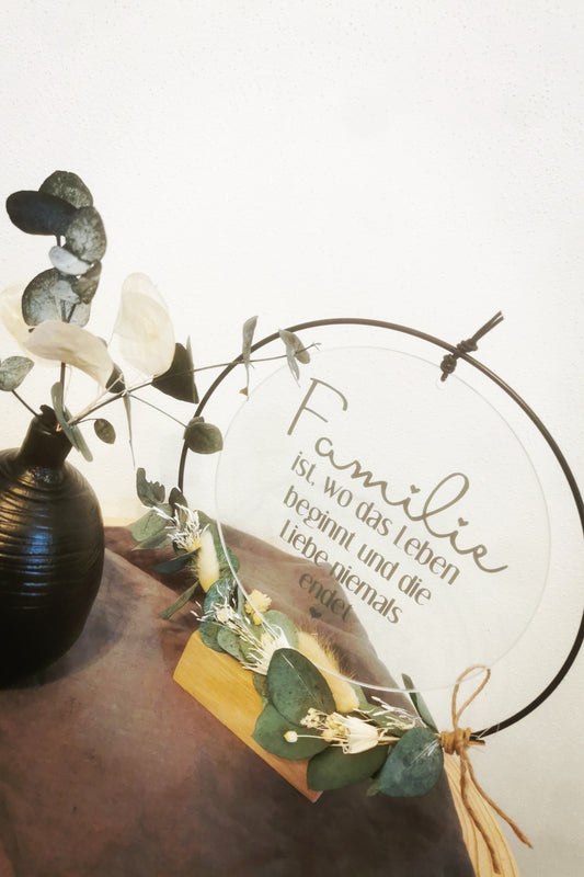 Glasscheibe - Familie ist wo das Leben beginnt