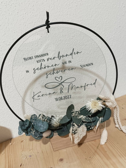 Glasscheibe Hochzeit - Bleibt einander stets verbunden