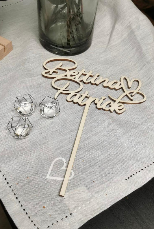 Caketopper Hochzeit - Namen mit Herz